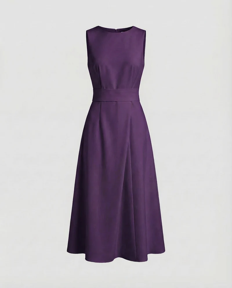Damen Midikleid Asymmetrische Drapierung