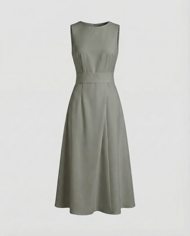 Damen Midikleid Asymmetrische Drapierung