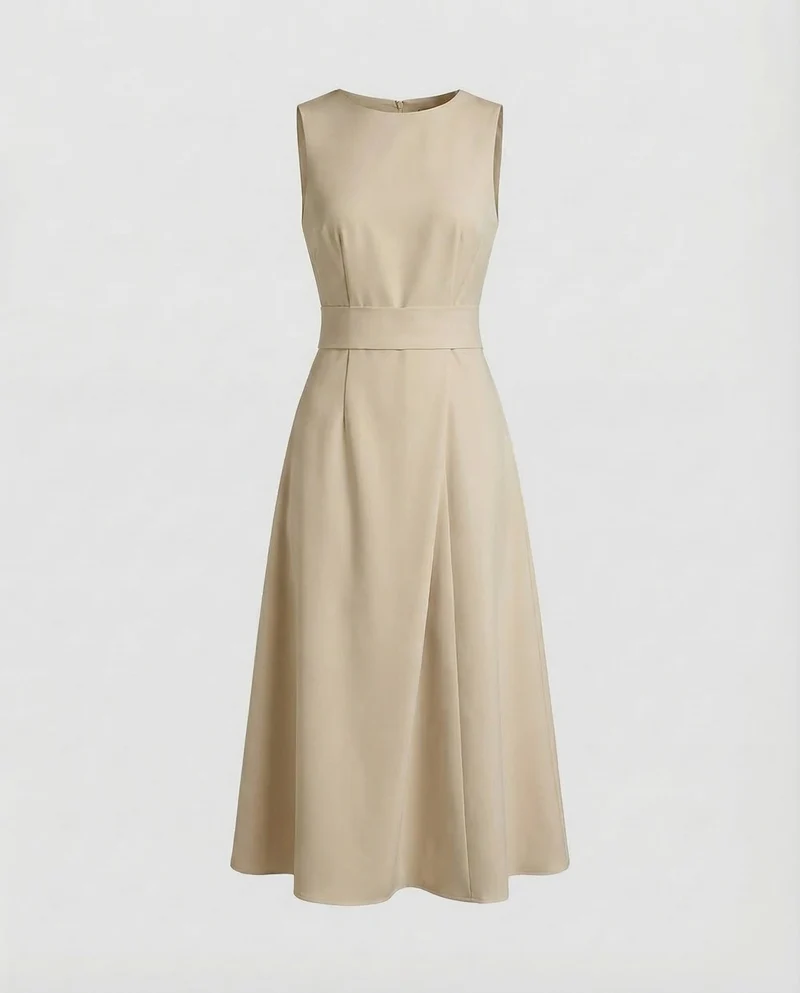 Damen Midikleid Asymmetrische Drapierung