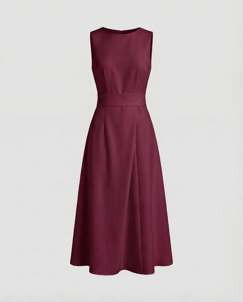 Damen Midikleid Asymmetrische Drapierung