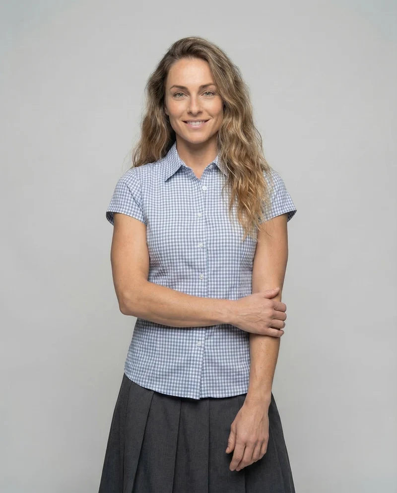 Damen Kurzarmhemd Vichy
