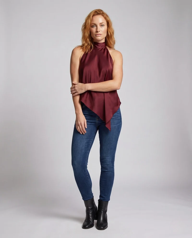 Damen asymmetrisches Tank-Top aus hochwertiger Viskose