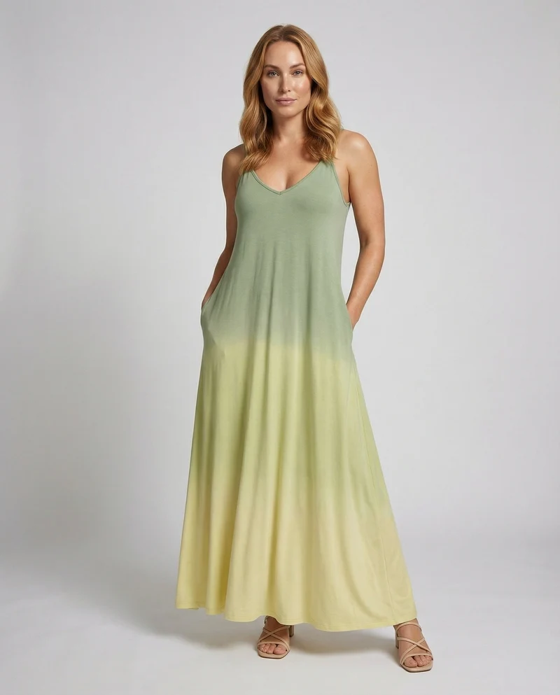 Damen A-Linien Maxikleid mit Spaghettiträgern