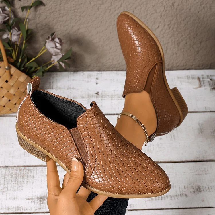 Damen elegante und bequeme Slipper-Stiefel aus strukturiertem Kunstleder