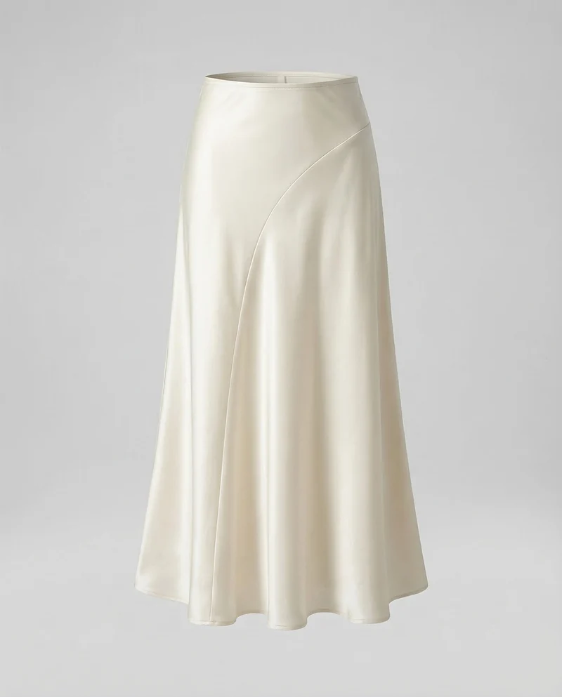 Damen Satin Maxirock Stretch