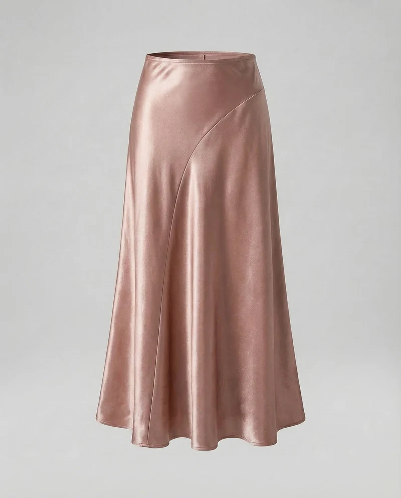 Damen Satin Maxirock Stretch