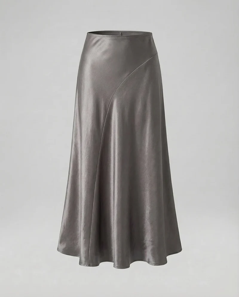 Damen Satin Maxirock Stretch