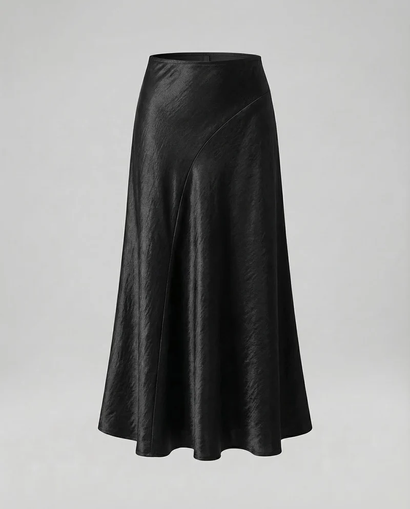 Damen Satin Maxirock Stretch