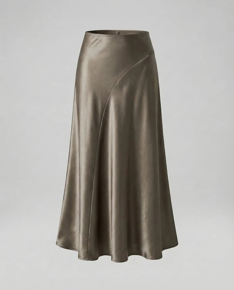 Damen Satin Maxirock Stretch