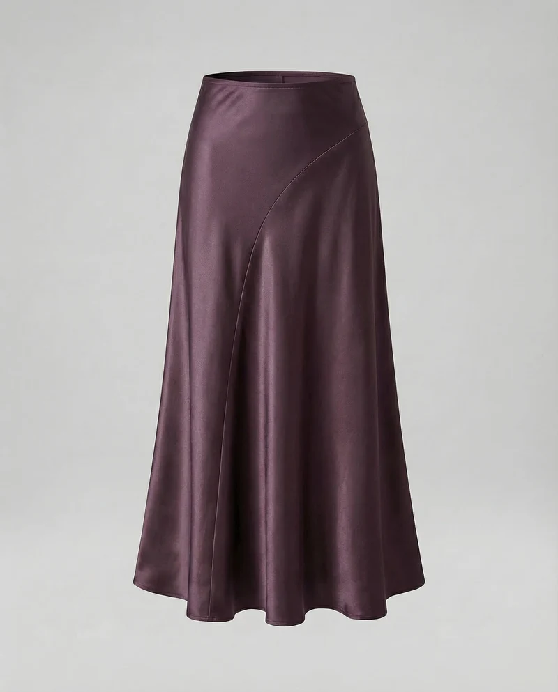 Damen Satin Maxirock Stretch