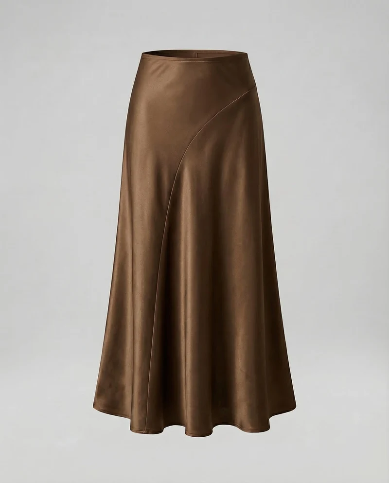 Damen Satin Maxirock Stretch