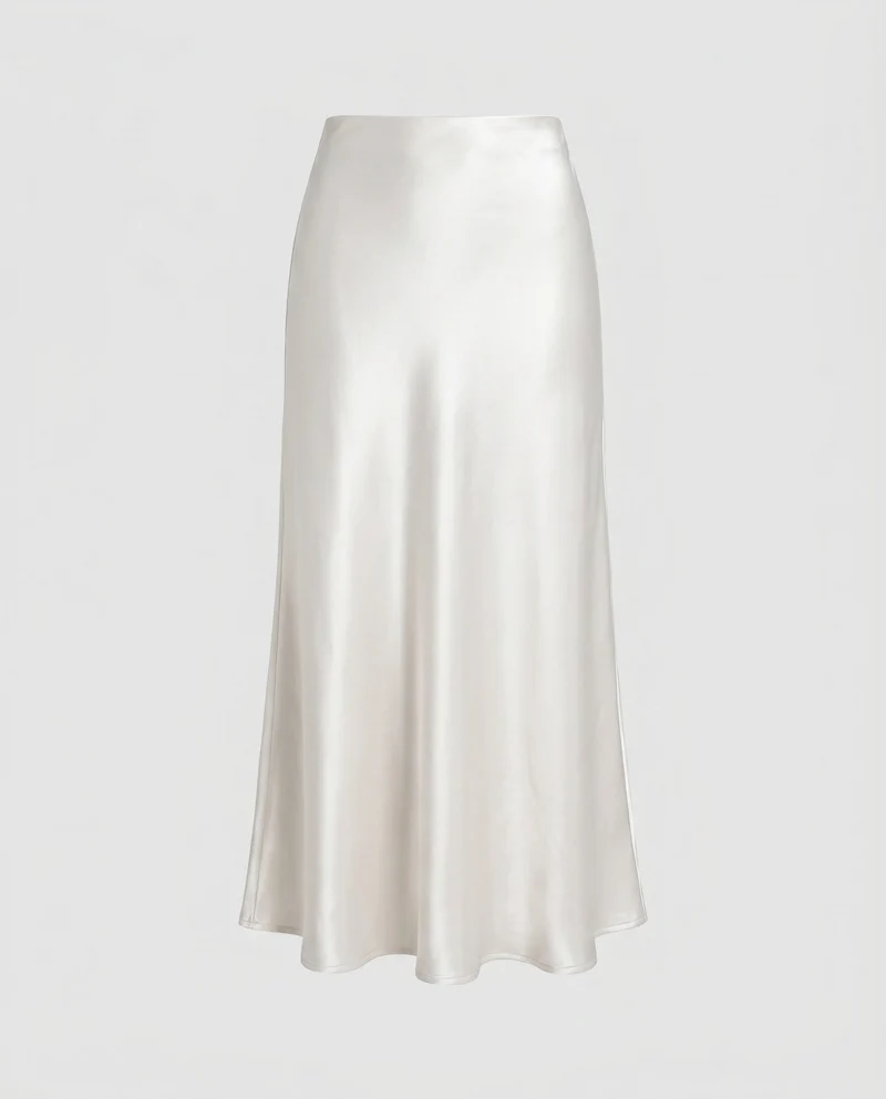 Damen Eleganter Satin-Midirock mit glänzender Oberfläche