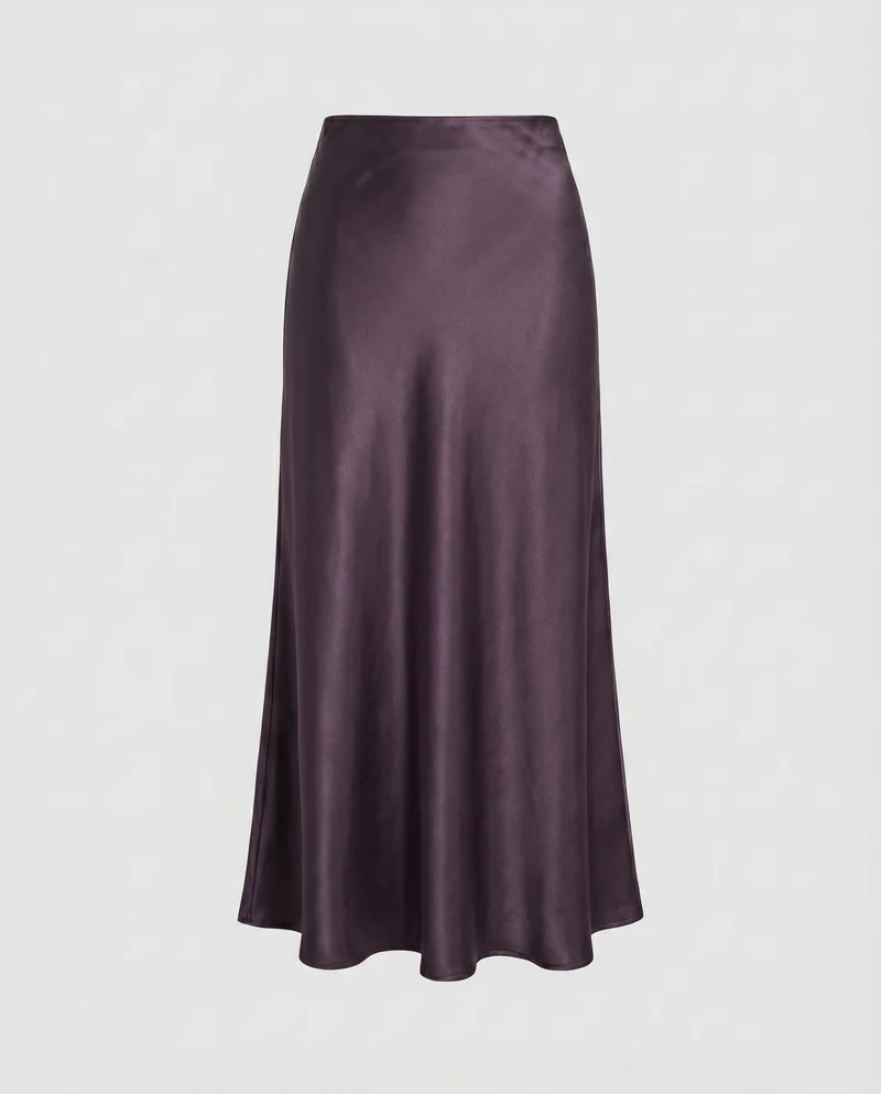 Damen Eleganter Satin-Midirock mit glänzender Oberfläche
