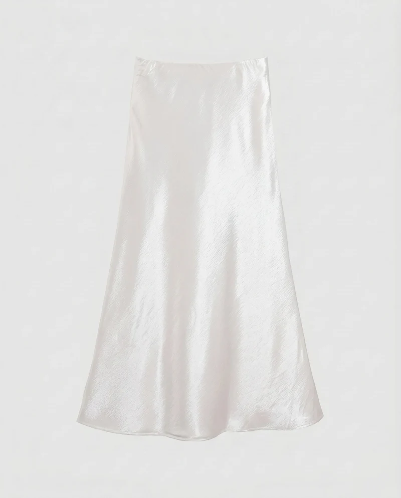 Damen Eleganter Satin-Midirock mit glänzender Oberfläche