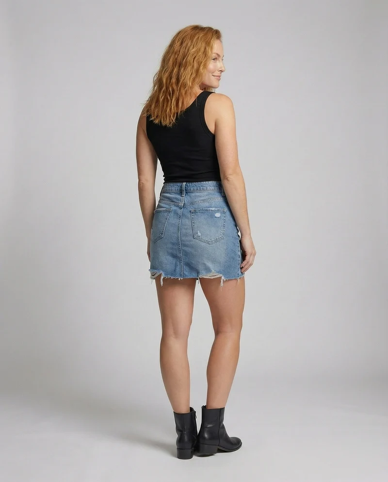 Damen Urbane Klassische Taschenaufteilung Denim Jeansminirock
