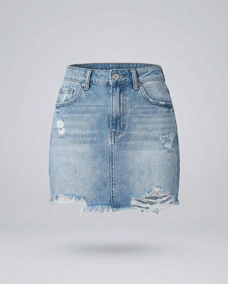 Damen Urbane Klassische Taschenaufteilung Denim Jeansminirock