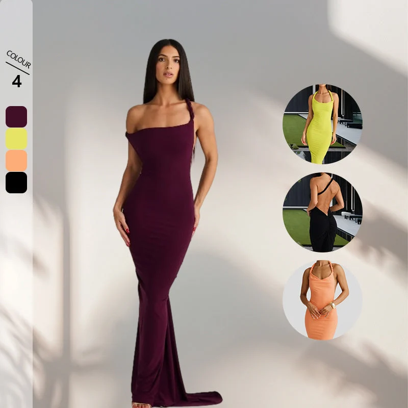 Damen figurbetontes Abendkleid mit elegantem Halterdesign und schwingendem Saum Nord Taschen