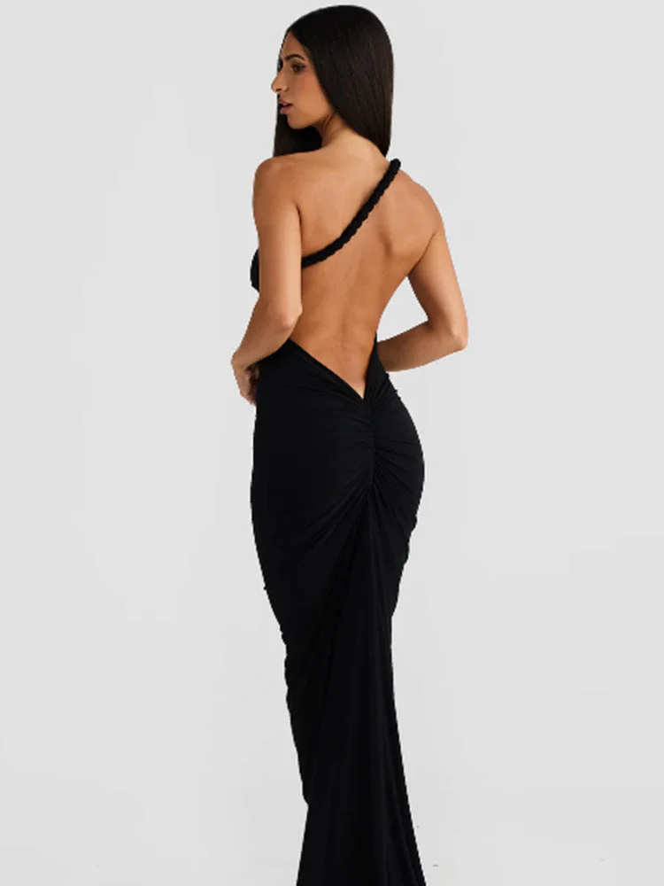 Damen figurbetontes Abendkleid mit elegantem Halterdesign und schwingendem Saum Nord Taschen