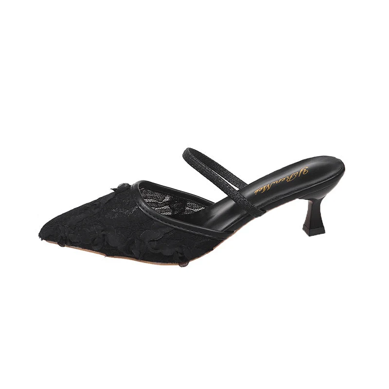 Damen Slingback-Pumps mit floralen Spitzenelementen