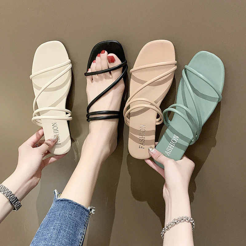 Damen trendige Minimalistische Riemchensandalen