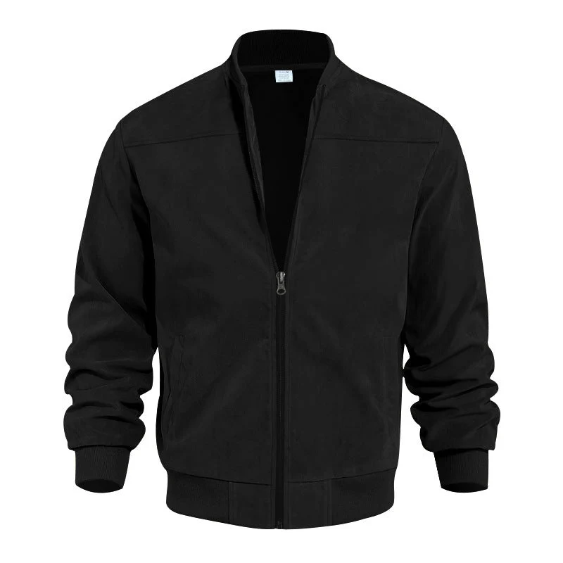 Herren hochwertige Wildlederjacke im sportlichen Bomberstil mit elastischen Bündchen