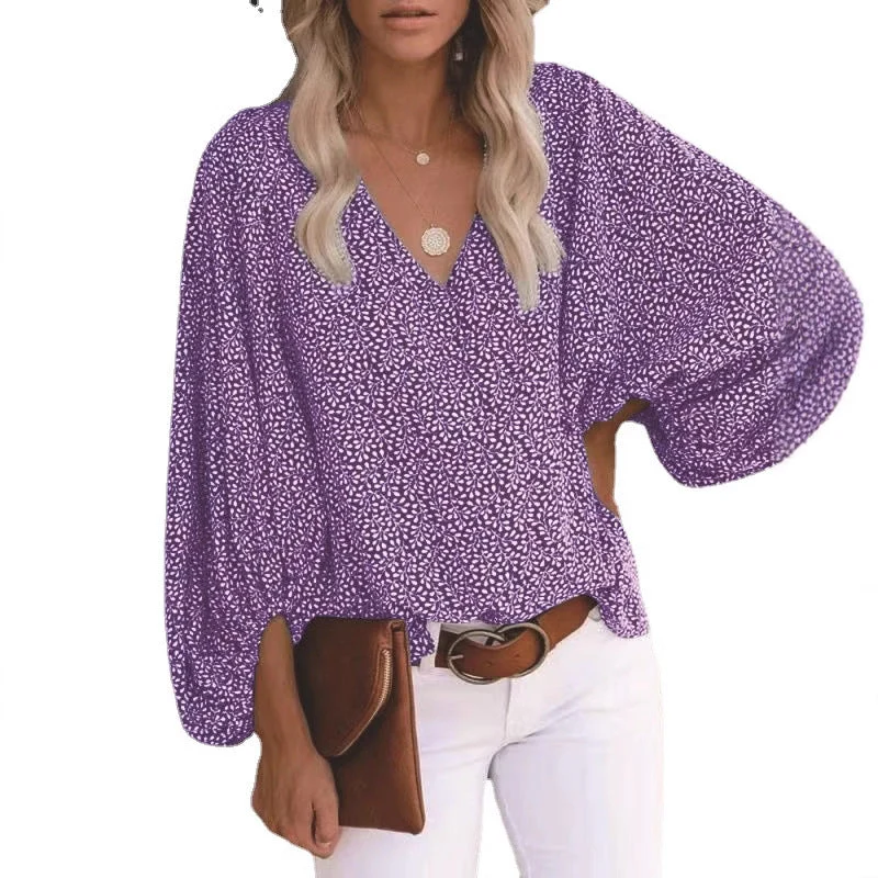 Damen Bluse mit weiten Ärmeln und floralem Muster