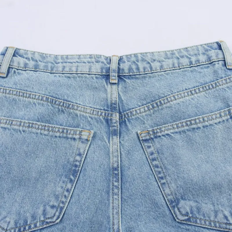 Damen weite Jeans mit floralen Spitzenapplikationen