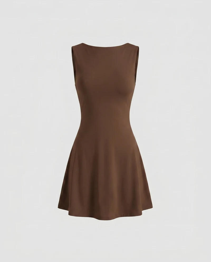 Damen Sportliches Minikleid mit figurbetontem Schnitt und elegantem Rundhalsausschnitt