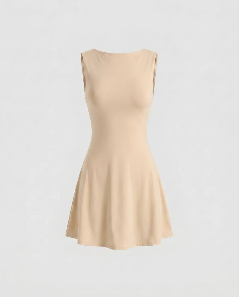 Damen Sportliches Minikleid mit figurbetontem Schnitt und elegantem Rundhalsausschnitt