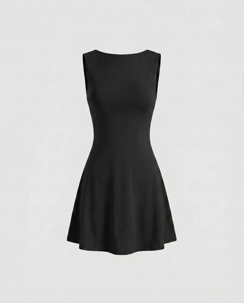 Damen Sportliches Minikleid mit figurbetontem Schnitt und elegantem Rundhalsausschnitt