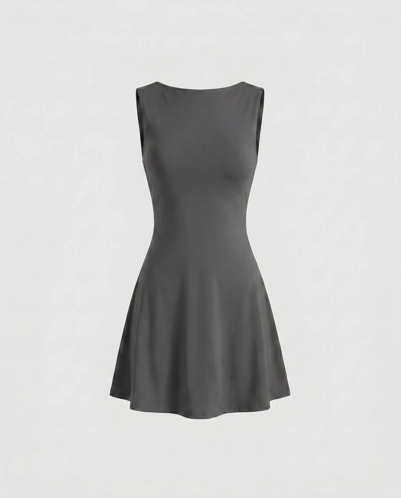 Damen Sportliches Minikleid mit figurbetontem Schnitt und elegantem Rundhalsausschnitt