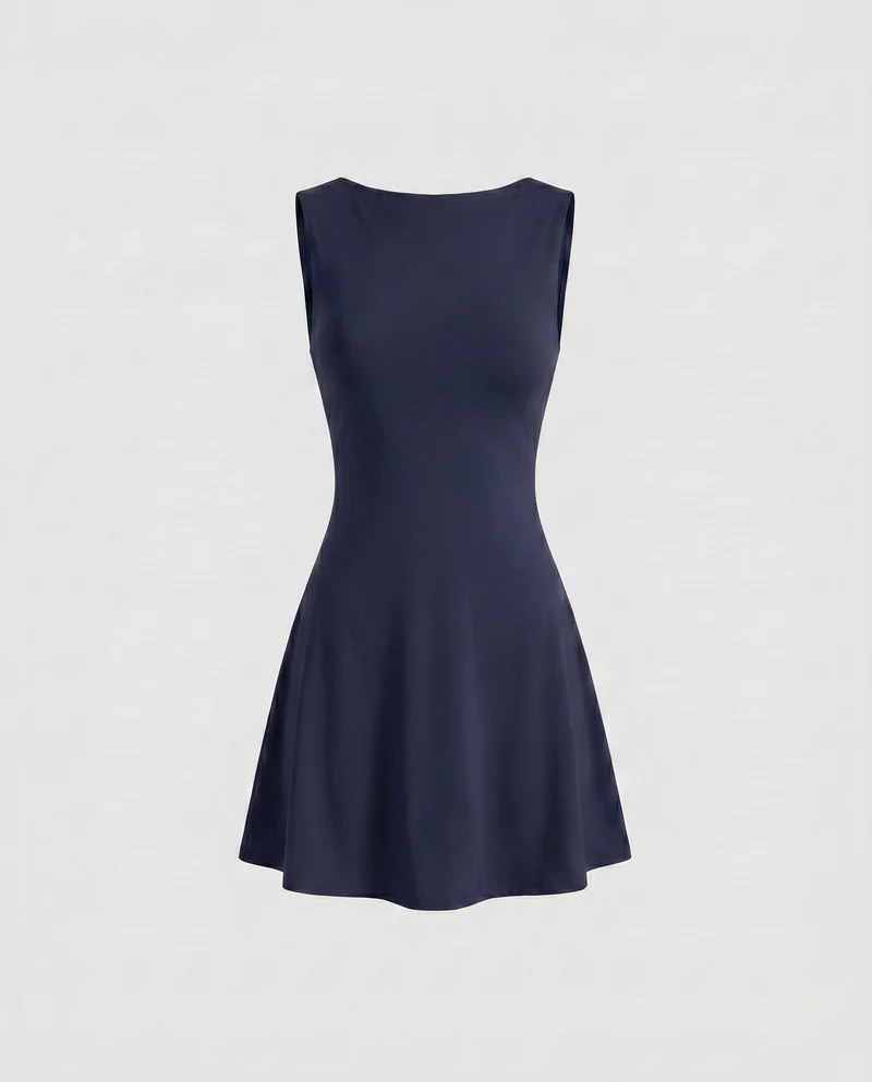 Damen Sportliches Minikleid mit figurbetontem Schnitt und elegantem Rundhalsausschnitt
