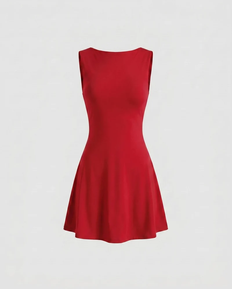 Damen Sportliches Minikleid mit figurbetontem Schnitt und elegantem Rundhalsausschnitt