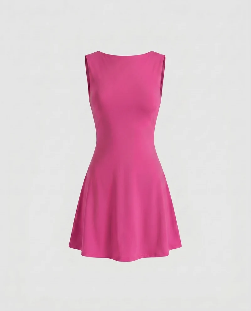 Damen Sportliches Minikleid mit figurbetontem Schnitt und elegantem Rundhalsausschnitt
