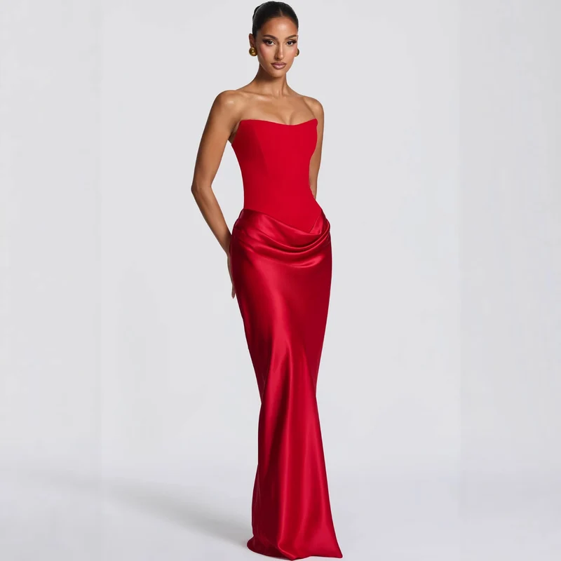 Damen Abendkleid mit schulterfreiem Design und elegantem Schlitz Nord Taschen