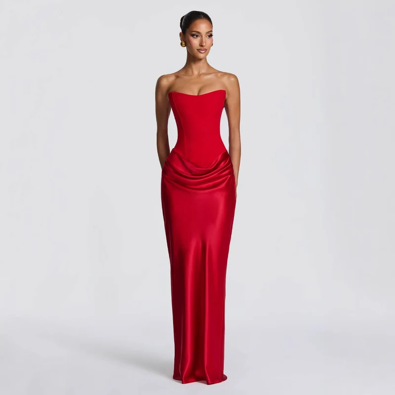 Damen Abendkleid mit schulterfreiem Design und elegantem Schlitz Nord Taschen