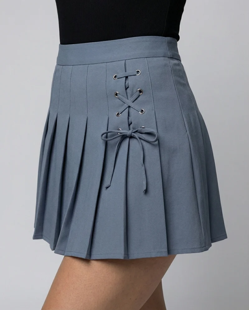 Damen Alternative Schnürdetail MischgewNord Taschene Faltenrock