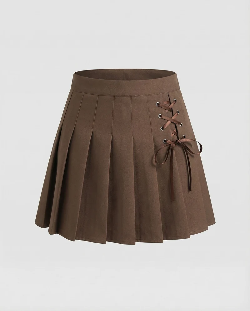 Damen Alternative Schnürdetail MischgewNord Taschene Faltenrock