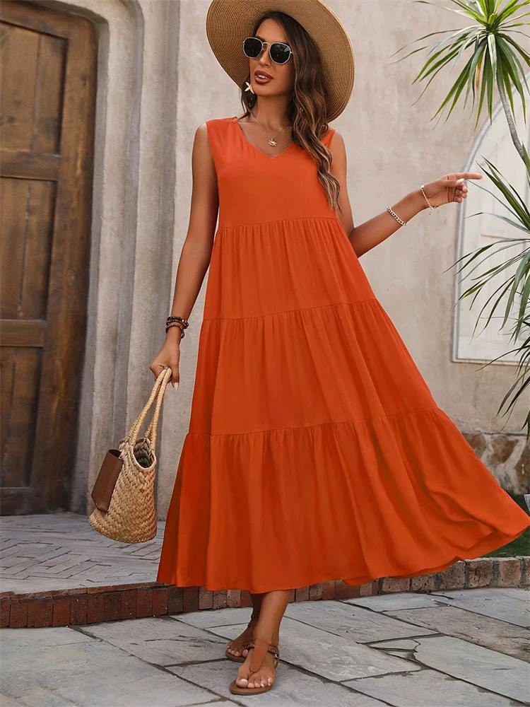 Damen Maxikleid mit lässigem Schnitt und Volantdetails
