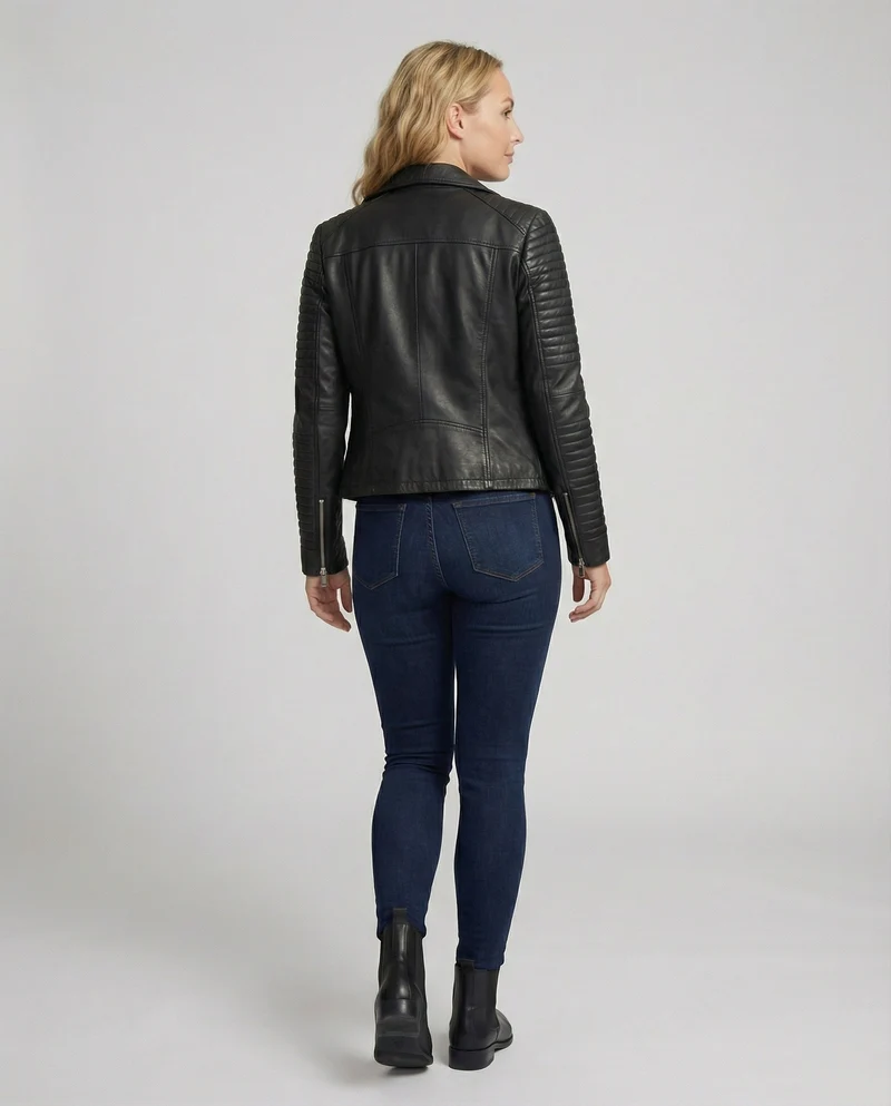 Damen Lederjacke Stilvoll Zeitlos