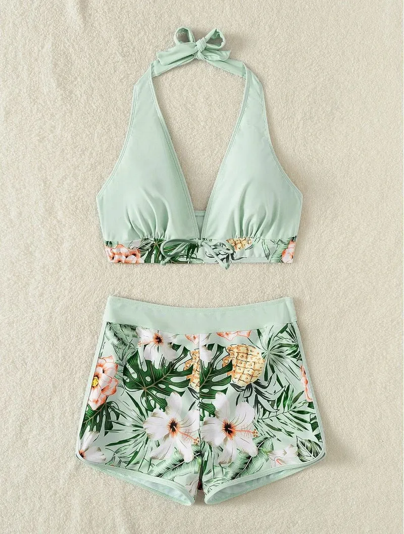 Damen Sportliches Bikiniset mit floralem Design