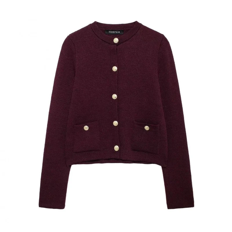 Lässiger Cardigan mit goldenem Knopfverschluss für Damen