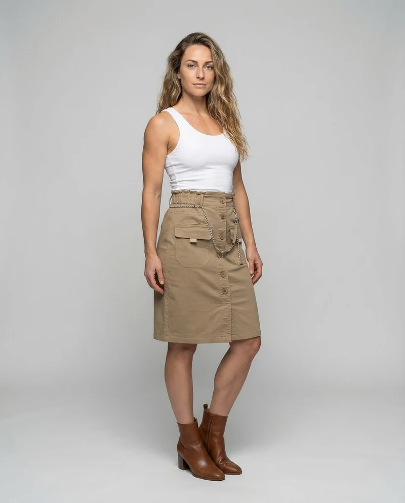 Damen Rock Tailliert Cargo Taschen
