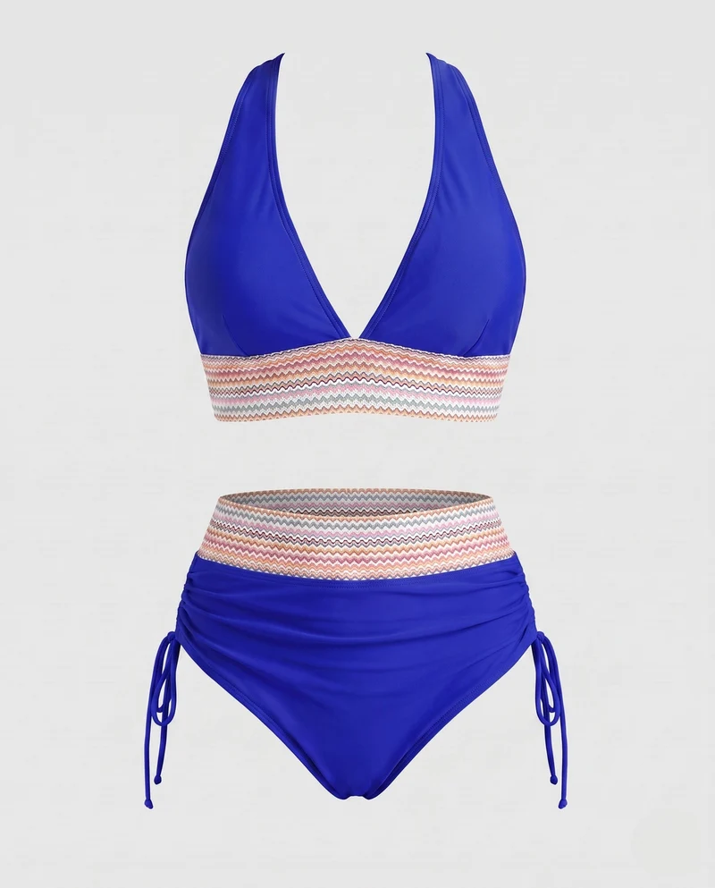 Damen Hochtaillierter Bikini mit modernem Rippendesign Nord Taschen