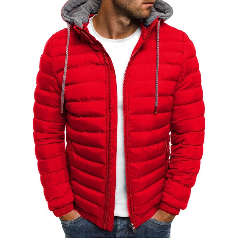 Herren leichtgewichtige Steppjacke mit Kapuze und hochabschließendem Kragen