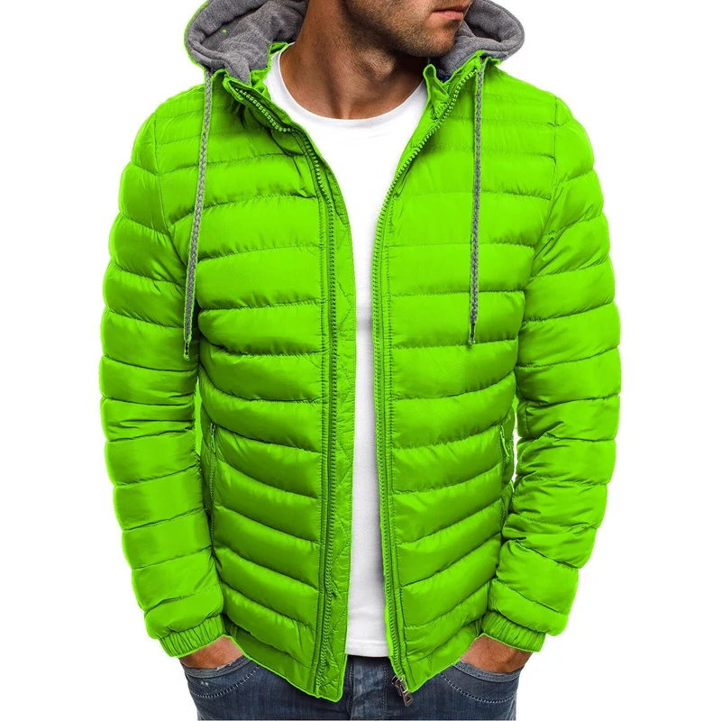 Herren leichtgewichtige Steppjacke mit Kapuze und hochabschließendem Kragen