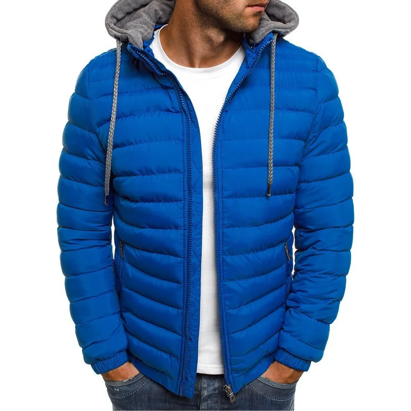 Herren leichtgewichtige Steppjacke mit Kapuze und hochabschließendem Kragen