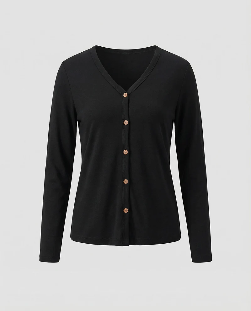 Damen Schmale V-Ausschnitt Feinstrick Cardigan
