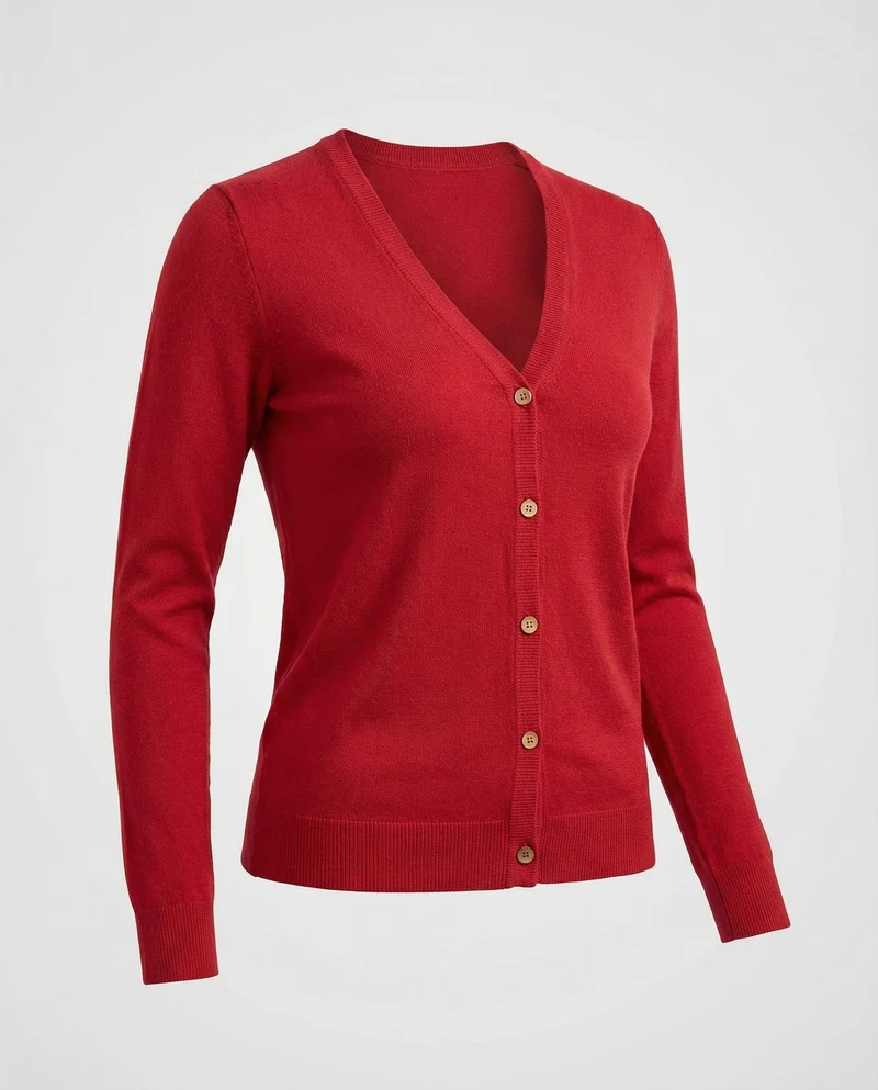 Damen Schmale V-Ausschnitt Feinstrick Cardigan