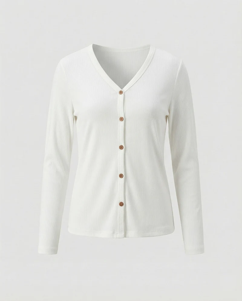 Damen Schmale V-Ausschnitt Feinstrick Cardigan